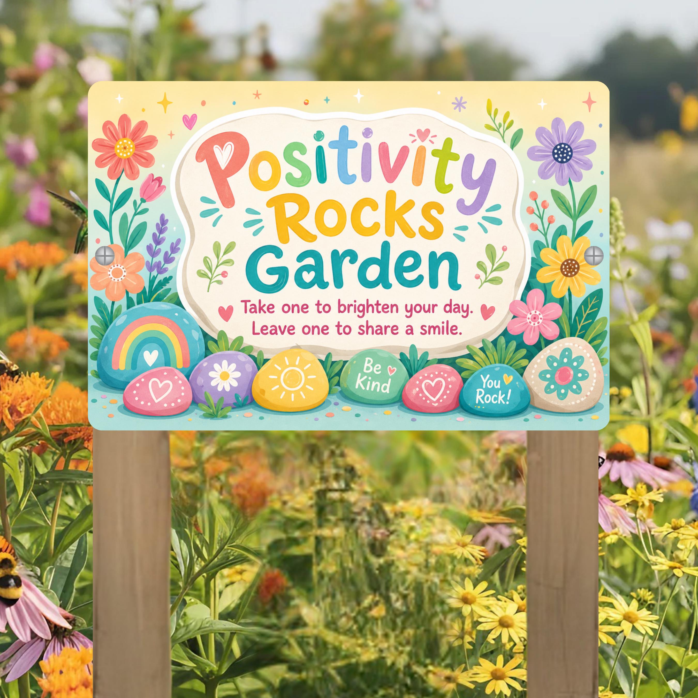 Positivity Rocks Kit Positivity Rocks Garden Sign, Painted Rock Sign, Floral Outdoor Rated ...
