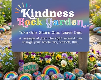 Kindness Rock Garden Sign, Painted Rocks Sign, Outdoor Rated Gift for Teacher