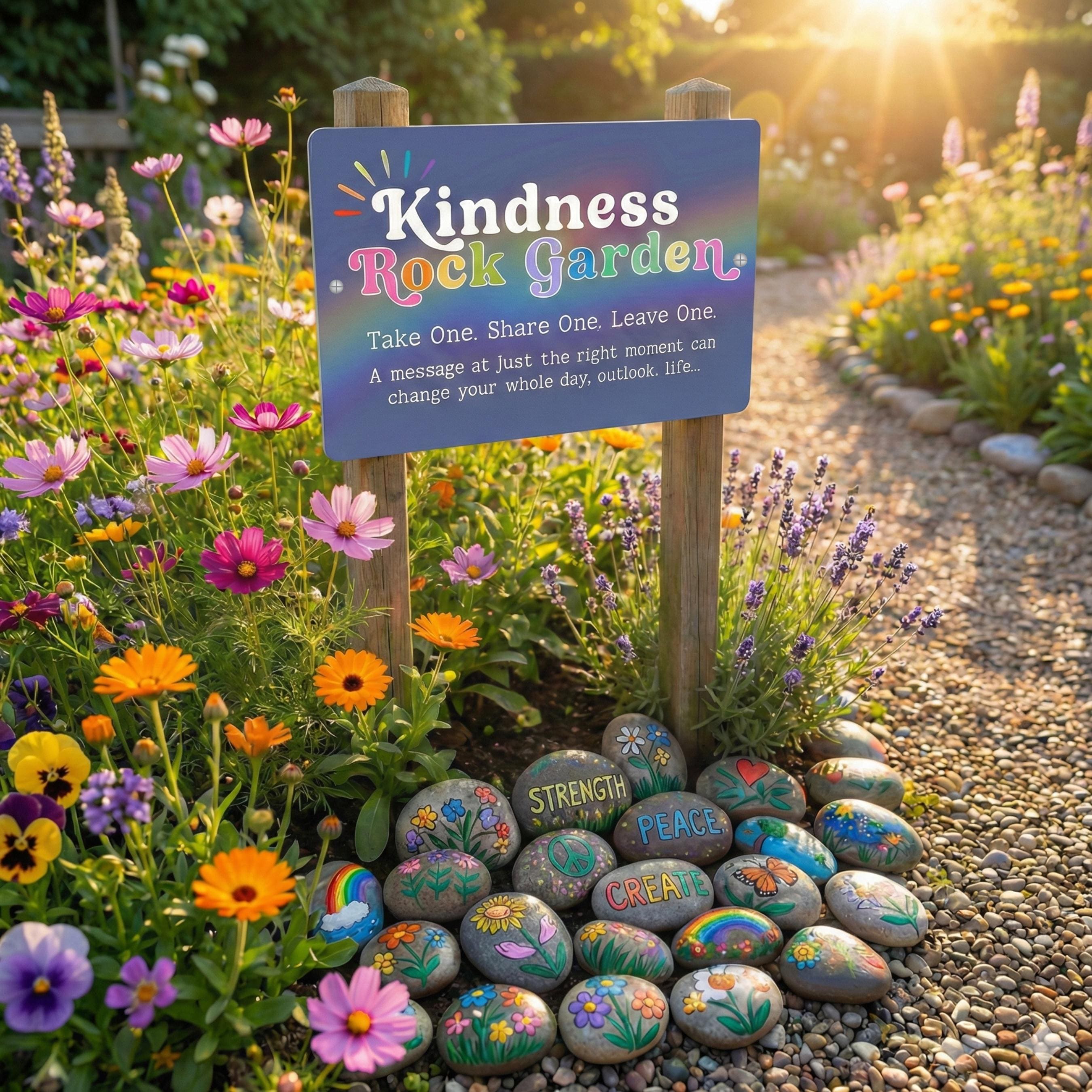 Kindness Rock Garden Sign, Painted Rocks Sign, Outdoor Rated Gift for ...