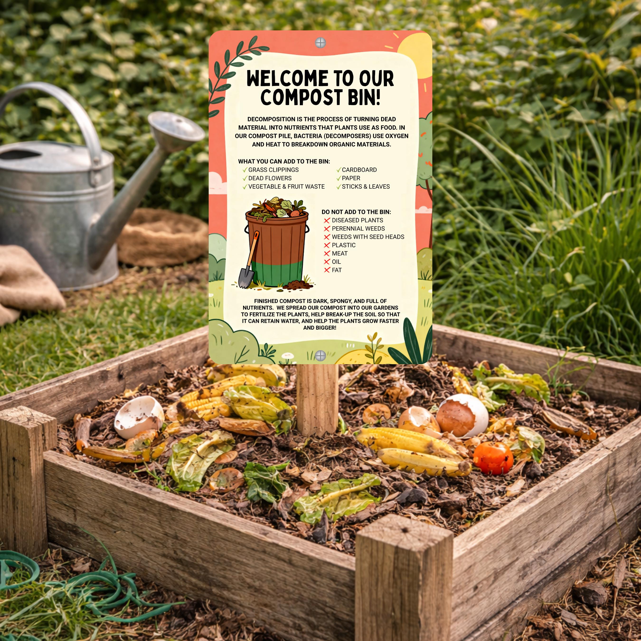 Compost Bin Garden Sign, 8x12 12x18 Outdoor Rated Educational Decor - Etsy