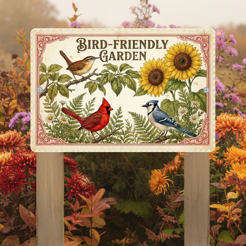 Bird Friendly Garden Habitat Sign, 12x8 18x12 Outdoor Rated Aluminum ...