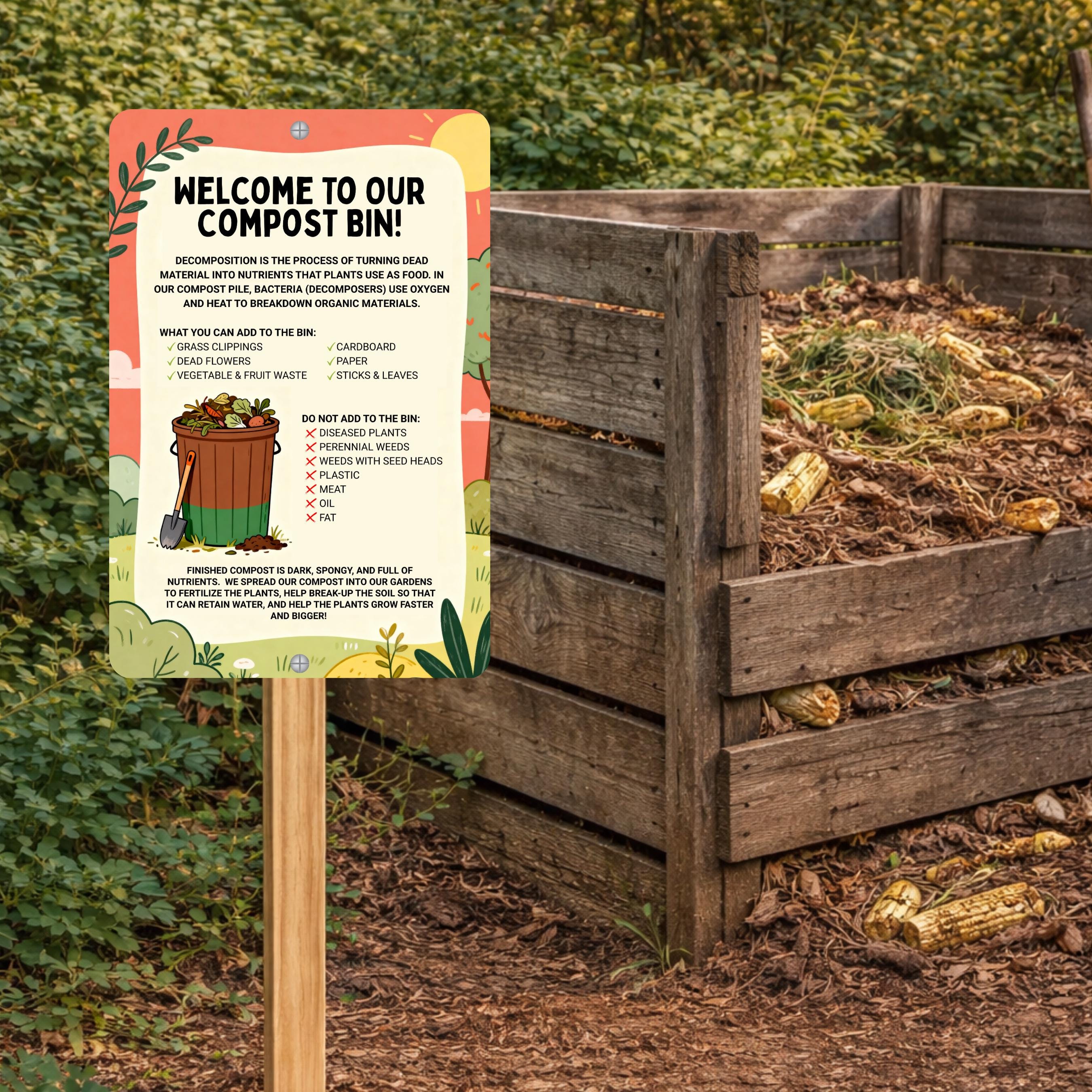 Compost Bin Garden Sign, 8x12 12x18 Outdoor Rated Educational Decor - Etsy
