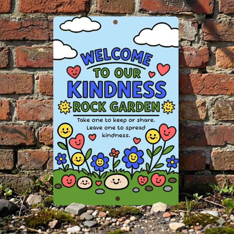 Kindness Rocks Smily Kindness Rocks Garden Sign, Painted Rocks Sign, Gift for Elementary ...