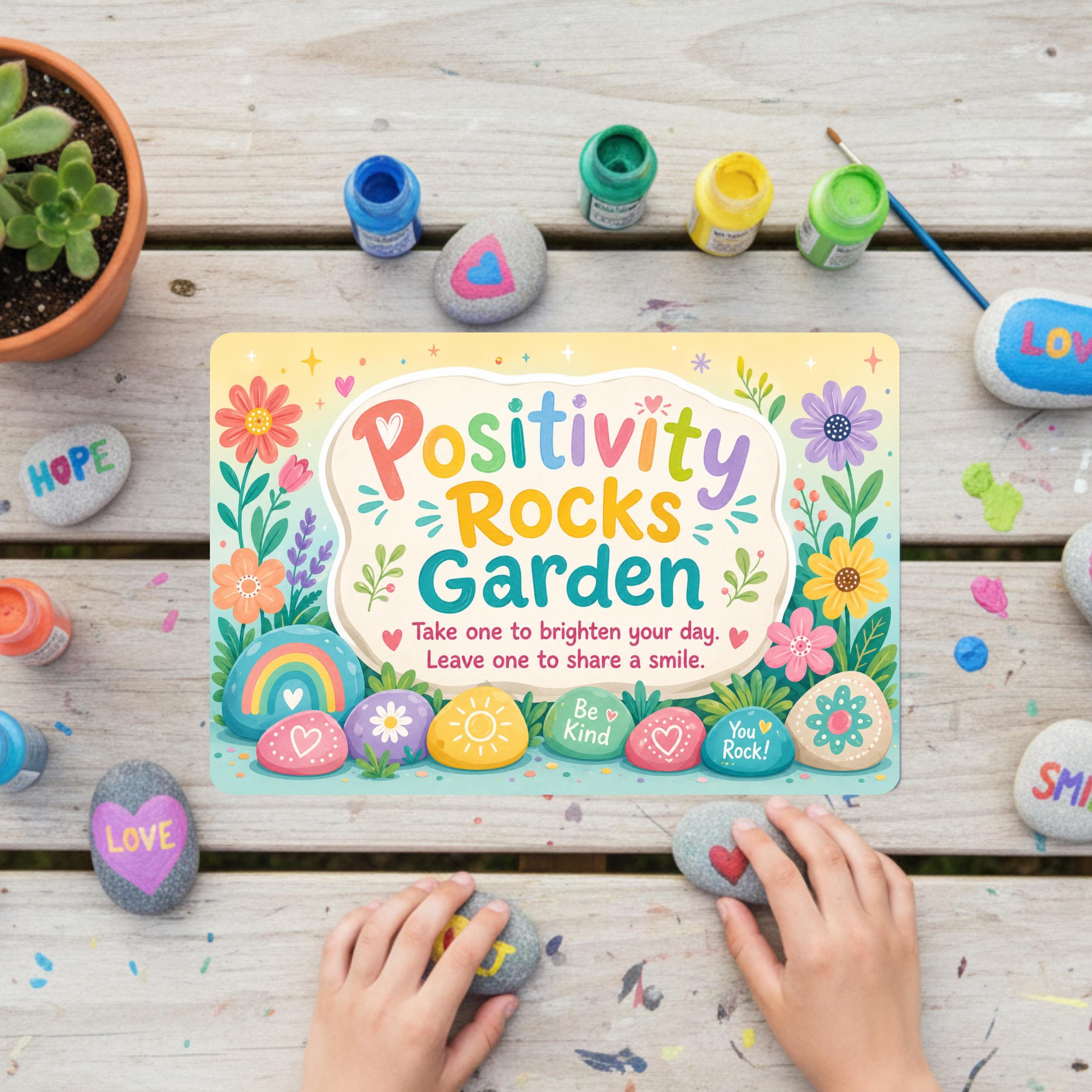 Positivity Rocks Kit Positivity Rocks Garden Sign, Painted Rock Sign, Floral Outdoor Rated ...
