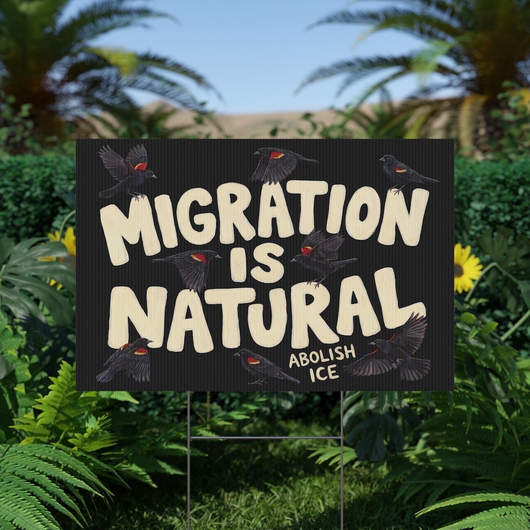 Migration is Natural Pro Immigrant Sign, Abolish Ice Yard Art, Outdoor ...