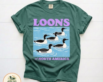 北米のアビのグラフィックシャツ、バードウォッチングTシャツ、野生動物の湖のTシャツ、鳥愛好家へのギフト