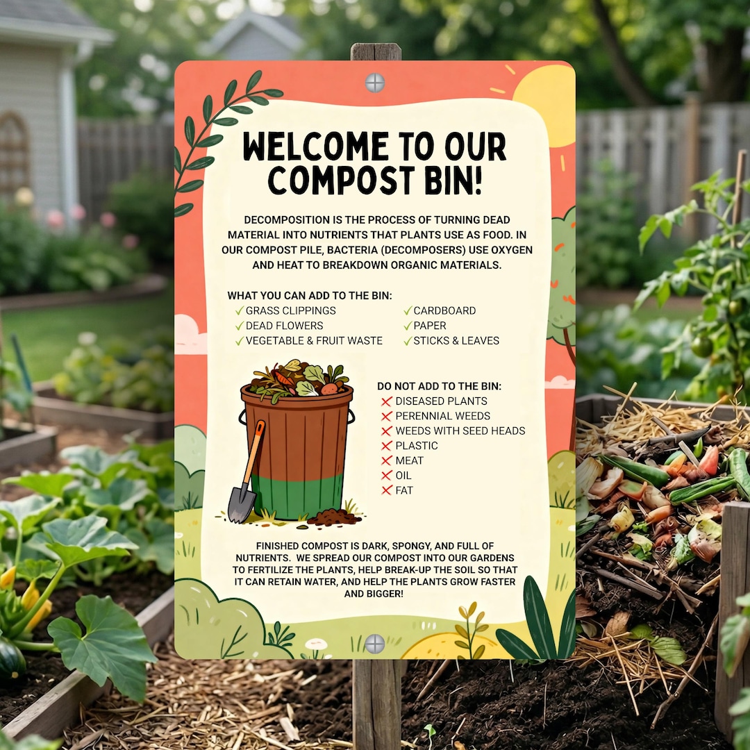 Compost Bin Garden Sign, 8x12 12x18 Outdoor Rated Educational Decor - Etsy