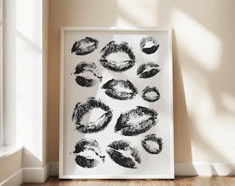 Kiss Marks Poster Kisses Wall Art  Lipstick Poster Girly Poster Pink Preppy Poster Girly Wall Art Preppy Wall Art Aesthetic Poster