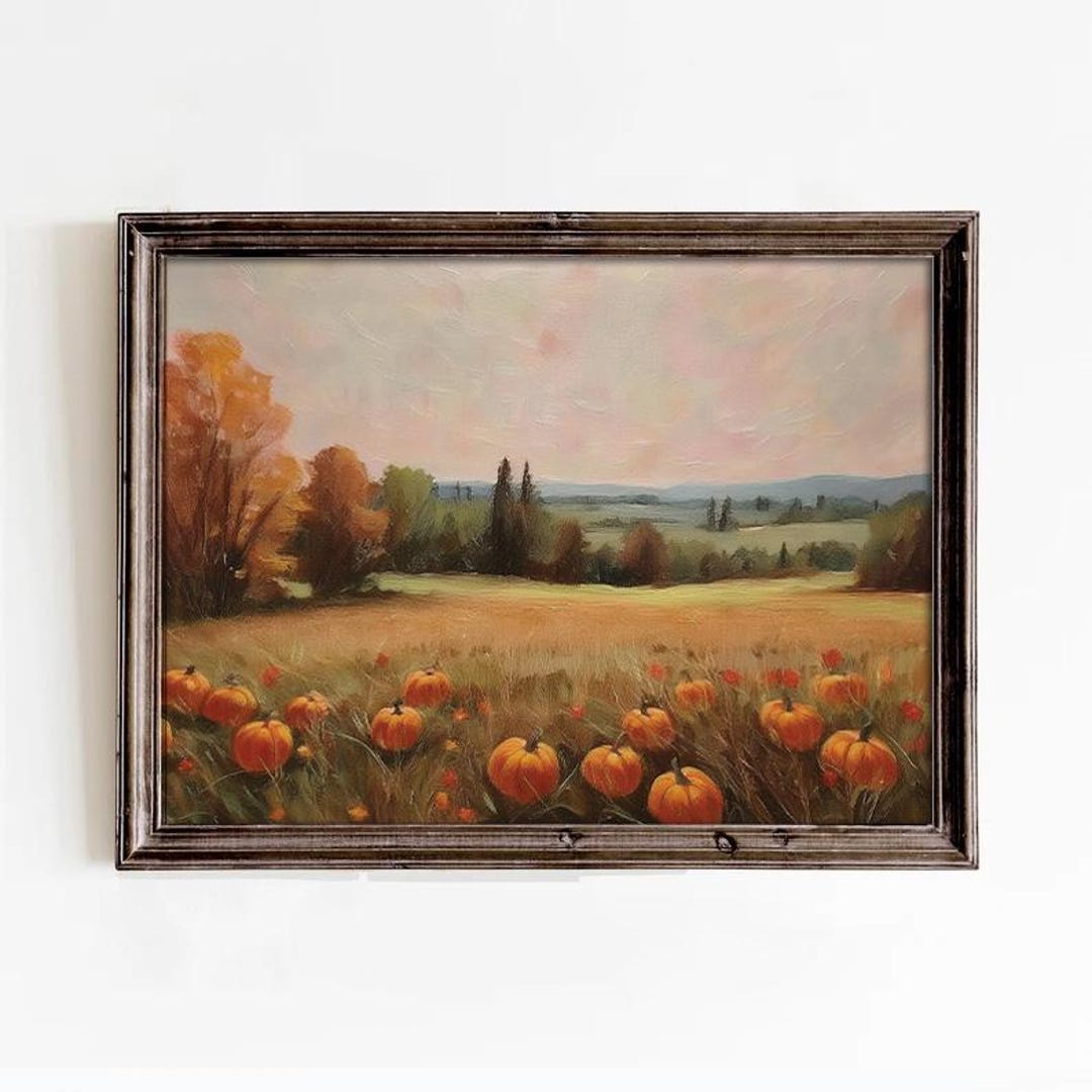 Vintage Fall Landscape Painting Fall Oil Painting Fall Print Autumn ...