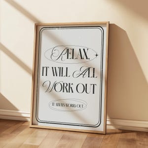 What If It All Works Out Black and White Dorm Room Posters Preppy College Apartment Aesthetic Wall Art Bar Cart Art y2k Room Decor