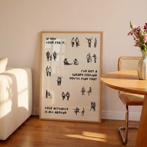 L'amore è davvero ovunque Stampa per camera da letto Estetica Arte murale Piccole persone Arte Piccoli umani che camminano Stampa minimalista Persone Arte murale retrò