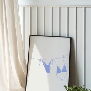 Light Blue Bikini Print | Coastal cowgirl decor, digital swimsuit poster, beach wall art, ocean island art, trendy room decor, minimalist