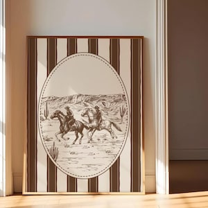Brown Art Vintage Drawing Western Print Cowboy Wall Art Trendy Vintage Western Cowgirl Art Vintage Western Decor, Western Cowboy Art Retro