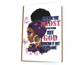 Black Woman Empowerment Card, Rhinestone Earrings, Handmade Encouragement Card
