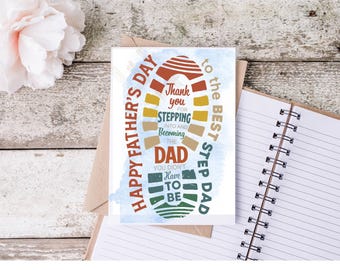 Stepdad Father's Day Card, Thank You for Stepping Up Dad Card, Bonus Dad Card, Father's Day Card for Stepfather, Meaningful Family Card