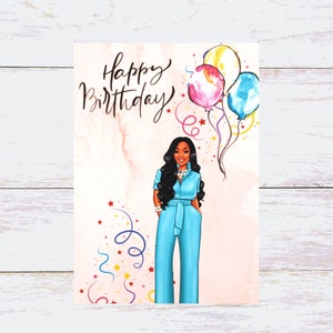 Happy Birthday Card, Black Woman Birthday Card, Handmade Celebration Card, African American Birthday Card, Birthday Gift