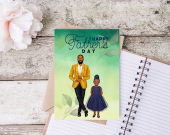 Father's Day | African American | Greeting Card | Black Man | Father and Daughter
