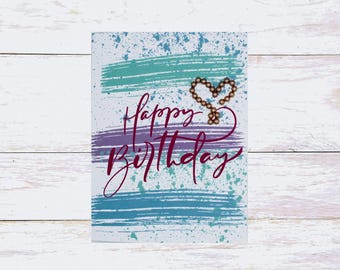 Modern Birthday Card | Colorful Brush Stroke Card | Minimalist Birthday Card | Chic Heart Card | Handmade Greeting Card-20