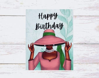 Pink Birthday Card for Her | Stylish Woman Card | Glam Fashion Birthday Card | Chic Lady Card | Handmade Greeting Card-14