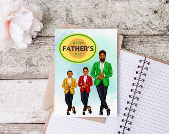 Father's Day | African American | Greeting Card | Black Male with Children