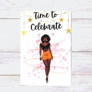 Celebration Card, Black Women Card, Time to Celebrate African American Greeting Card, Handmade Happy Birthday Card