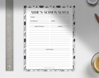 Printable Bible Study Guide | Customizable Sermon Notes (Digital Download)