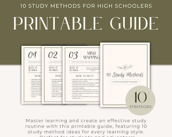 Study Methods Guide | Printable Learning Strategies (Digital Download)