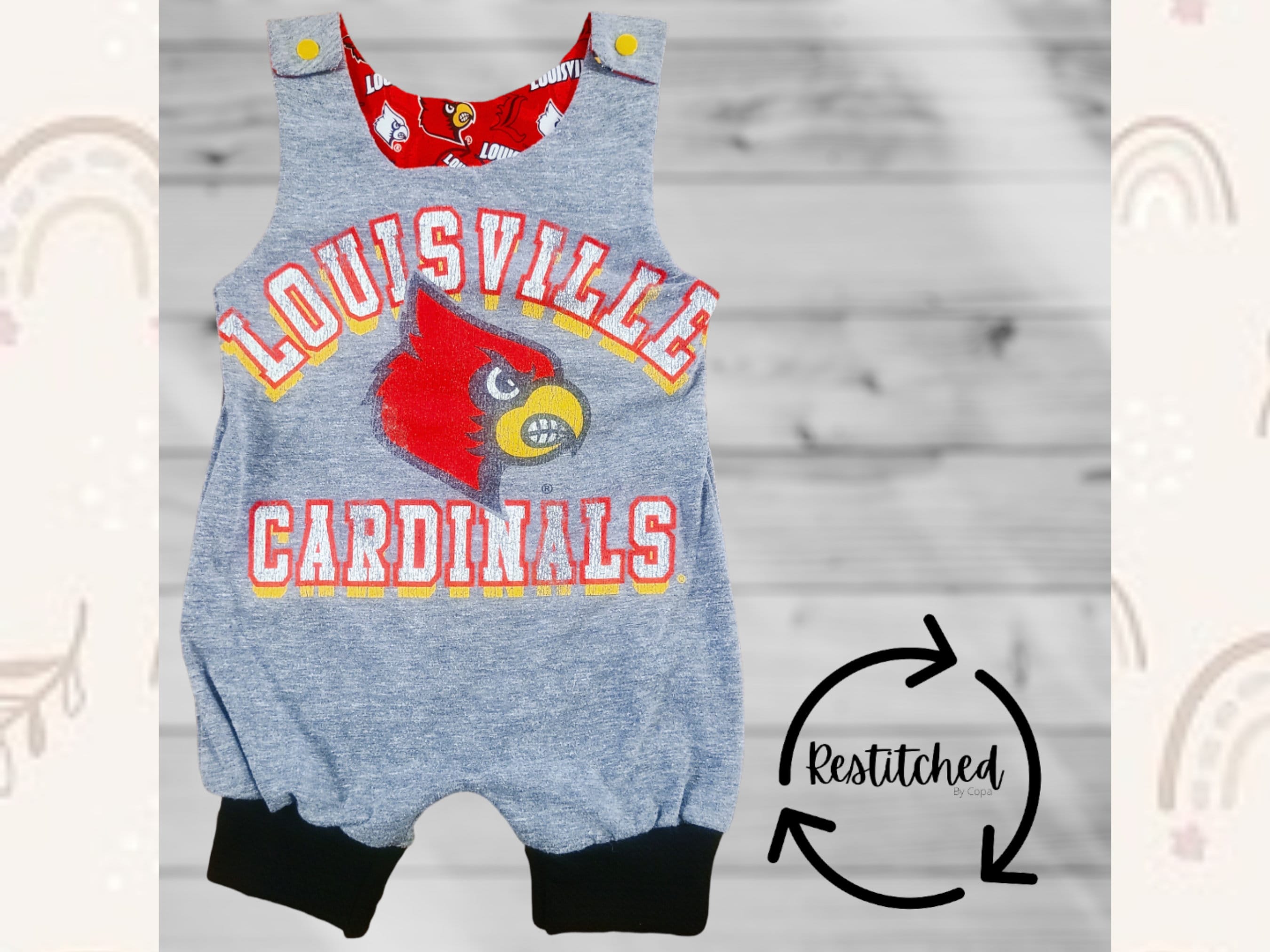 Louisville Cardinals Shorts Romper 18-24 M Upcycled Baby 