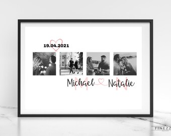 FINEZZIA Druckbare Datei | Hochzeit | Jahrestag | Geburtstagsgeschenk | Valentinstag | Personalisierte Bild Collage besonderes Datum Geschenk