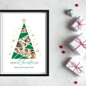 FINEZZIA Custom Christmas Tree Photo Collage | Personalized Christmas Collage Template | Customized Family Photo Gift | CANVA Template |