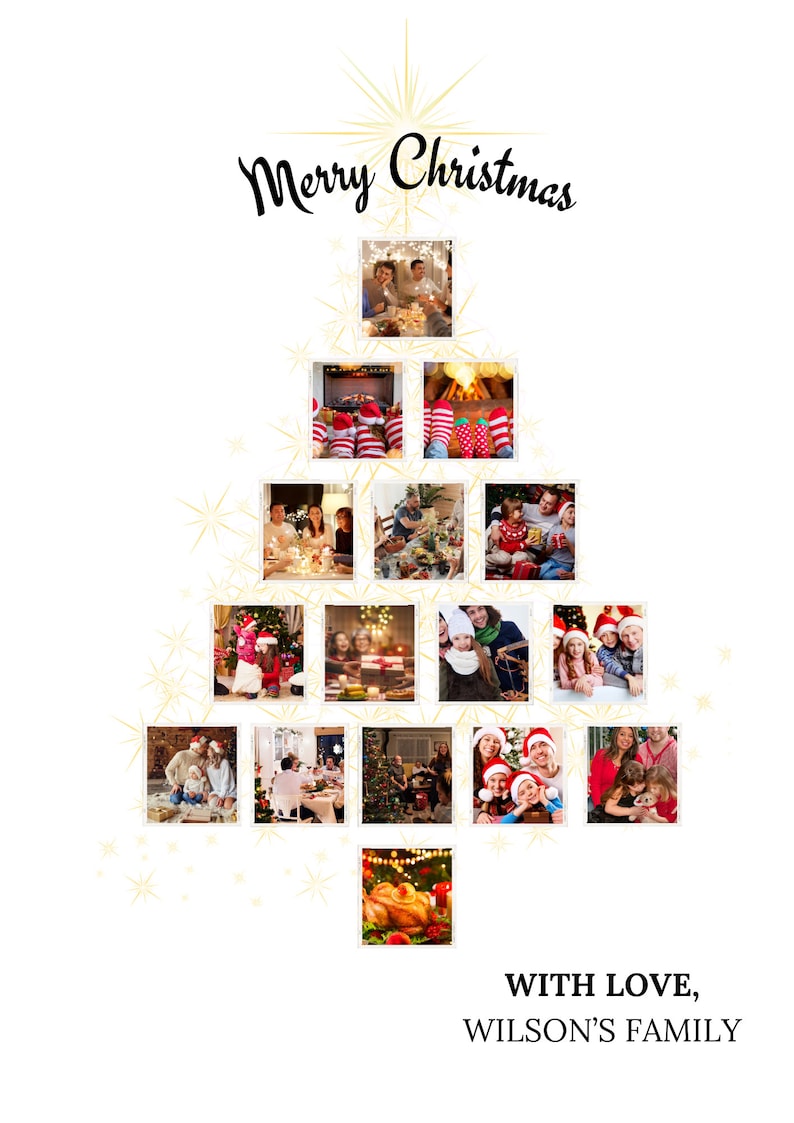 FINEZZIA Custom Christmas Tree Photo Collage Personalized Christmas Collage Template Customized
