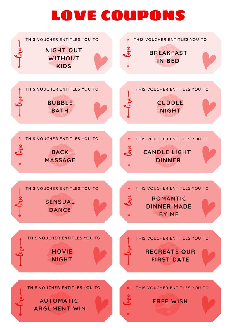 Love Vouchers For Him Printable
