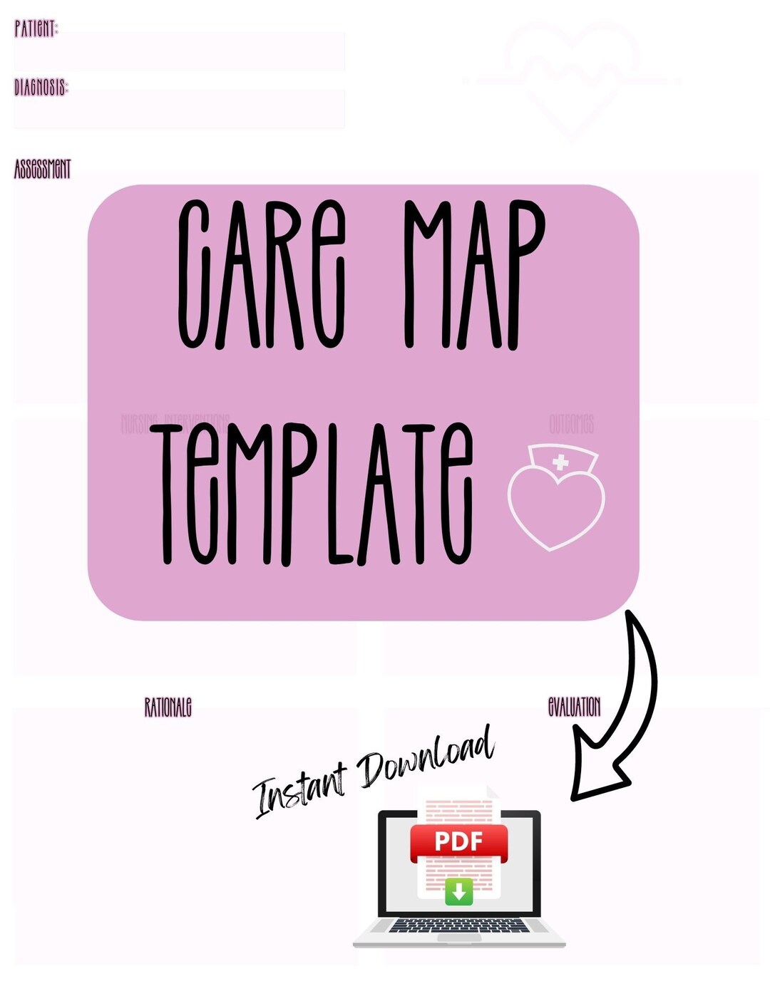 Nursing Student Patient Care Map Template Etsy