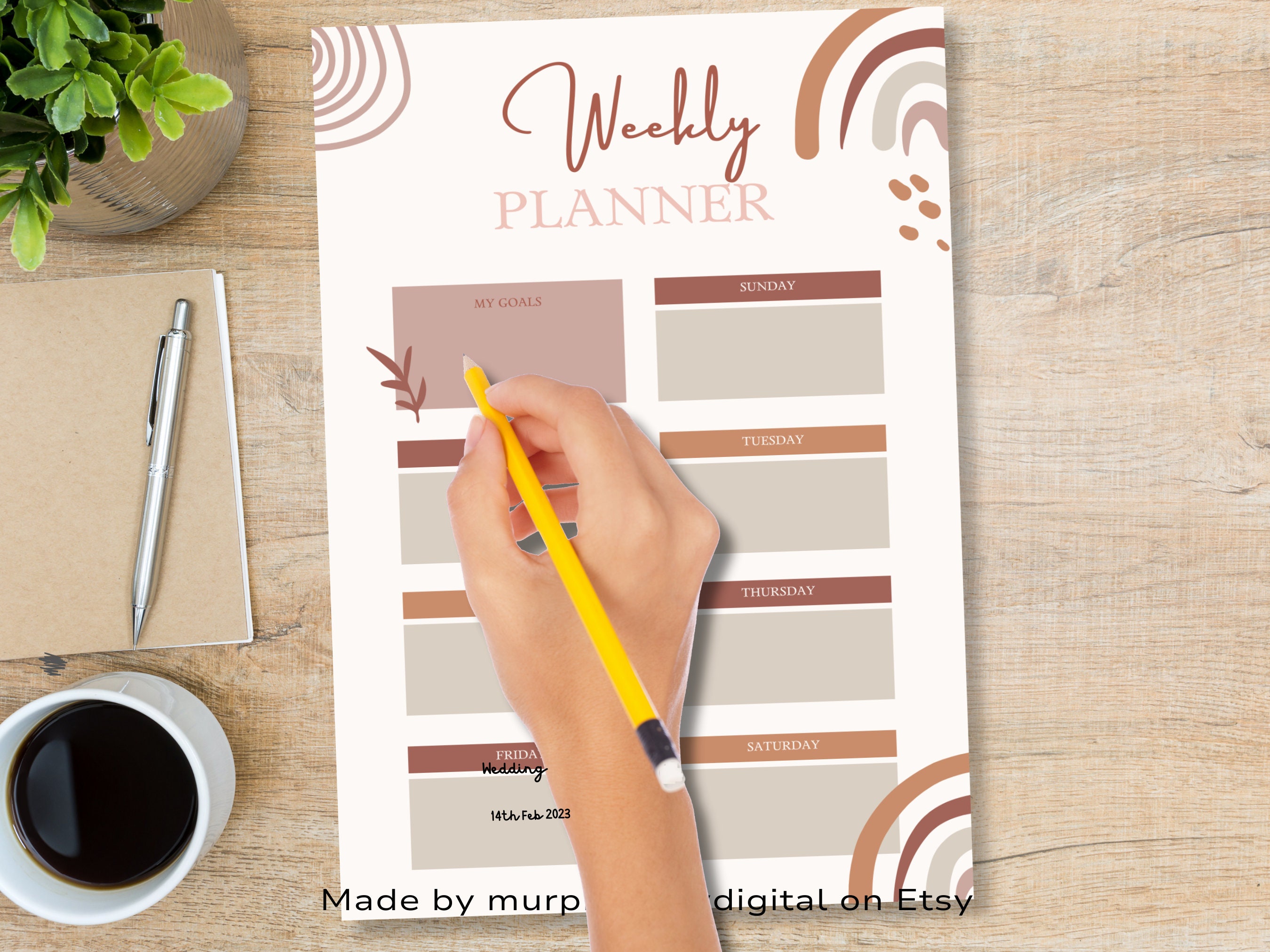 Printable Boho Inspired Planner Bundle, Daily, Weekly and Monthly Pages ...