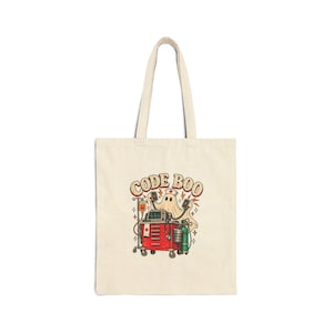 Code Boo Nurse Ghost Tote Bag, Cotton Canvas
