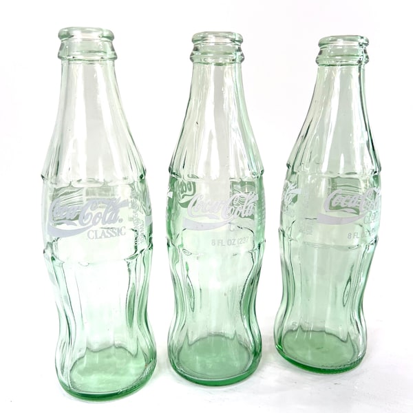 Vintage 1986 Collectible Coke Bottle Glasses Empty Set of 3