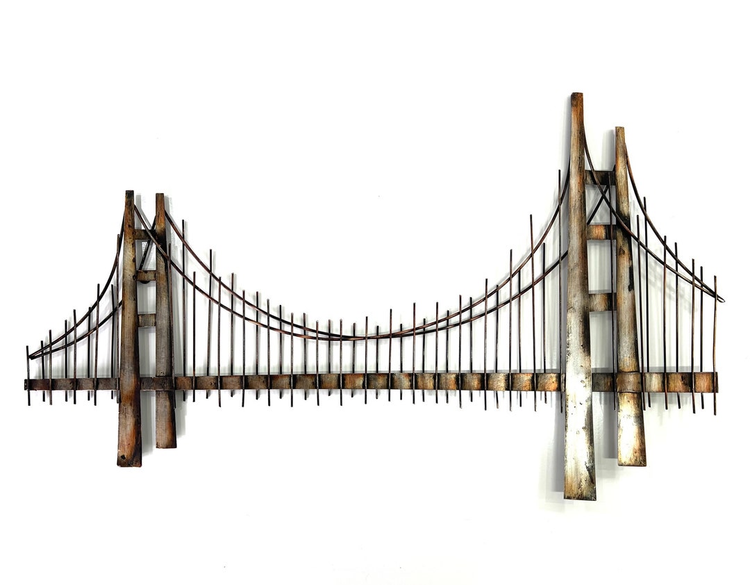 Rustic Golden Gate Bridge Large Metal Wall Art Sculpture - Etsy