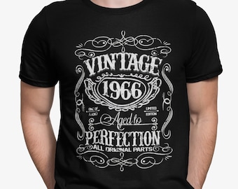 Custom 50s Birthday Gift, Vintage 1966 Aged To Perfection Original Parts, 58th Birthday T-Shirt, Men's Funny Birthday Gifts for Him