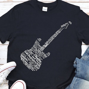 Guitar Legends Tribute Graphic T-Shirt, Electric Guitar Typography Shirt, Rock and Roll Legends Guitar Players Gift, Musician Gift Ideas