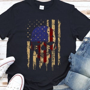 American Horror Skull Shirt, US Flag Skull, Halloween Shirt, American Patriot, Skull Shirt, Horror Skull, US Military Shirt, Horror Shirt