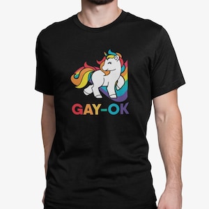 Gay OK Unicorn Shirt, Pride Month Tee for LGBTQ2+ Rights and Equality, Rainbow Pride Say Gay Florida Tee, Gay Unicorn Pride Parade Outfit