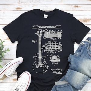 Vintage Guitar Patent Design Shirt, Musician Gift Idea, Guitar Enthusiast Gift, Guitarist Shirts, Music Lover Gifts, Musician Gift Ideas