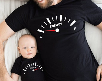 Dad and Baby Matching Shirts for Father&#39;s Day, Energy Fuel Tank Empty Matching Family Shirts, Family Matching, New Dad Shirt, Baby Bodysuit