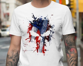 American Horror Skull, US Flag Skull, Halloween Shirt, American Patriot, Skull Shirt, Horror Skull, US Military Shirt, Horror Shirt