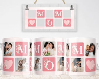 Personalisierte Kaffeetasse mit Fotocollage für Mama, individuelles Geschenk für Mama, hochwertige individuelle Fototasse zum Muttertag, individuelle Tasse für Mama
