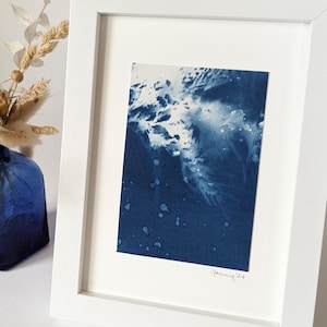 Original Cyanotype Print: Cedar & Gypsophila on Watercolor Paper, 7x5&quot;