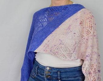 Split Color Wrap | 2 Skeins Fingering Weight | PDF Knitting Pattern | Easy Lace & Broken Rib  Pattern | Swanmere by Nurture Knitwear