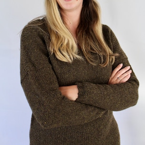 Easy Pullover Knitting Pattern | Elderwild Knit Sweaters Pattern | Worsted Weight | Drop Sleeve V Neck Sweater | Instant PDF Download