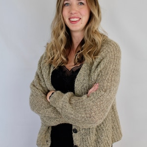 Knitting Cardigan Pattern | Zephyros Cardigan Sweater Pattern | Textured Raglan Sweater Pattern | V-Neck Cardigan Pattern | Knit Pattern PDF
