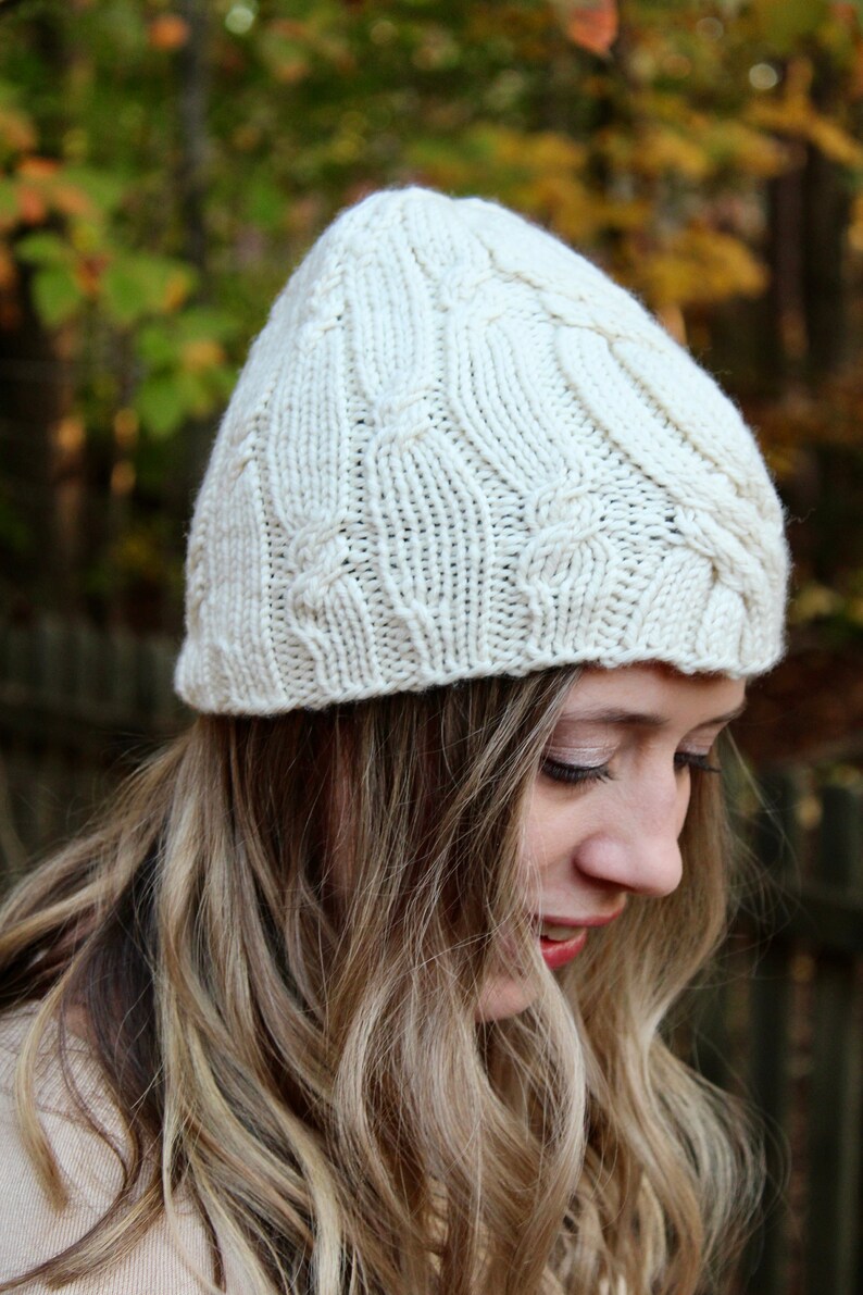 Knitting Pattern PDF | Serene Snow Hat Pattern | Cable Beanie Knitting ...